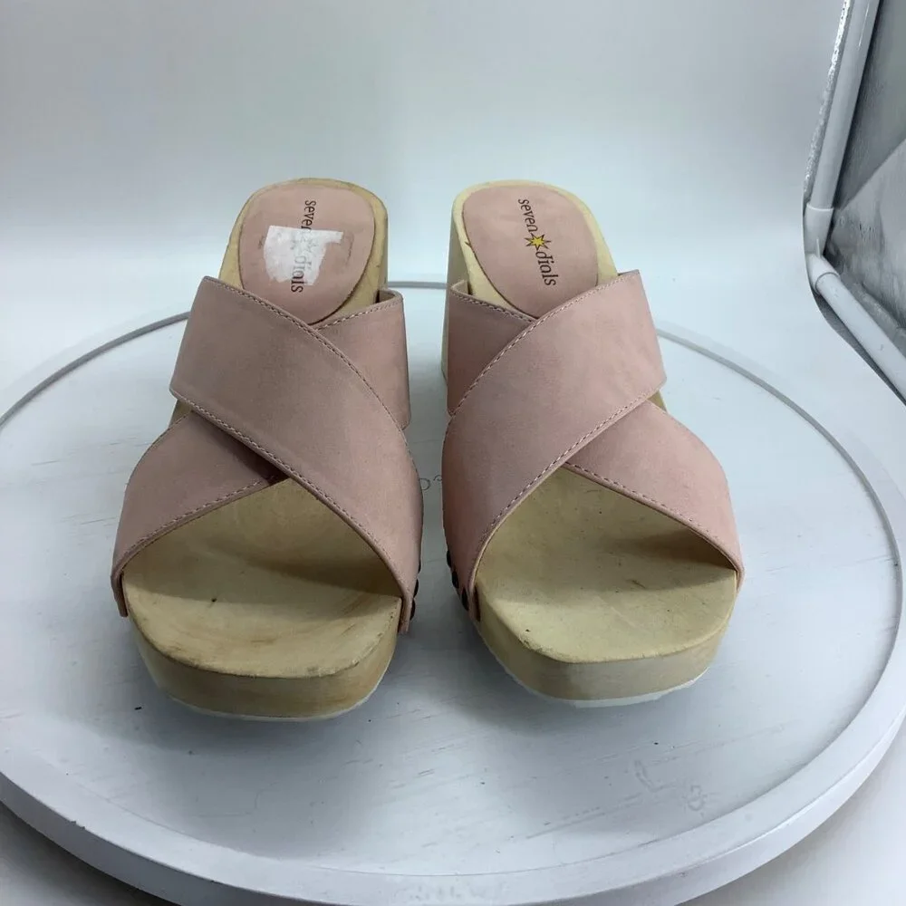 SEVEN DIALS Malta Slide Sandals Women Sz 6.5 Chunky 3